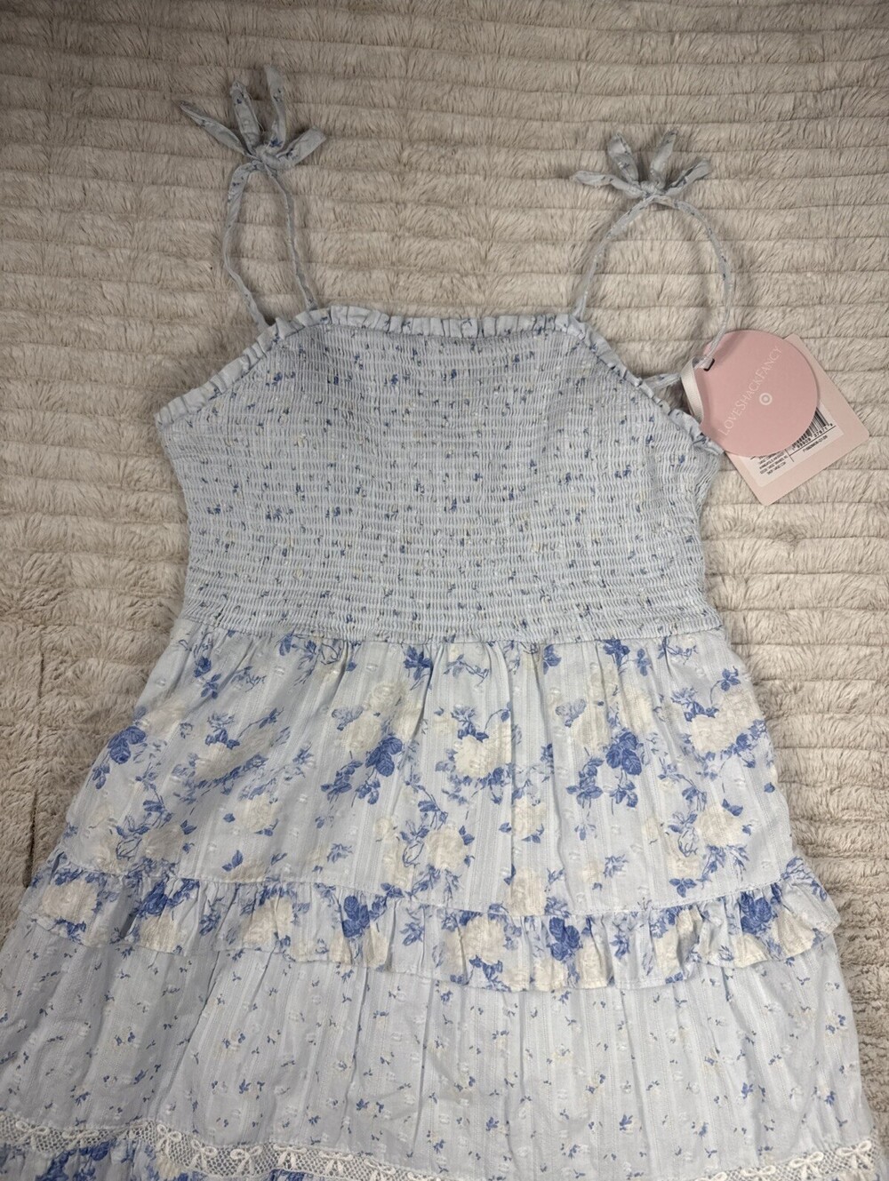 LoveShackFancy x Target Annabelle Blue Floral Halter Dress Size 12 KLW5YL - Picture 2 of 11